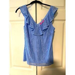 Lilly Pulitzer Women's Alessa Lace Sleeveless Blouse Blue Size S